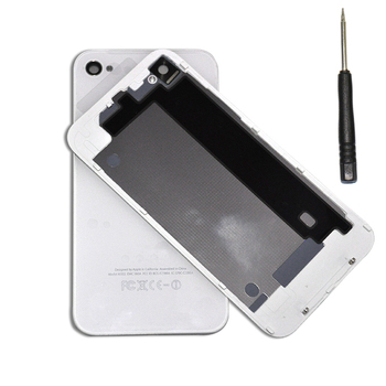 Бесплатная доставка OEM крышка батарейного отсека для iPhone4 4S задняя крышка дверь задняя панель листового стекла замена жилищного черный / белый с инструментом