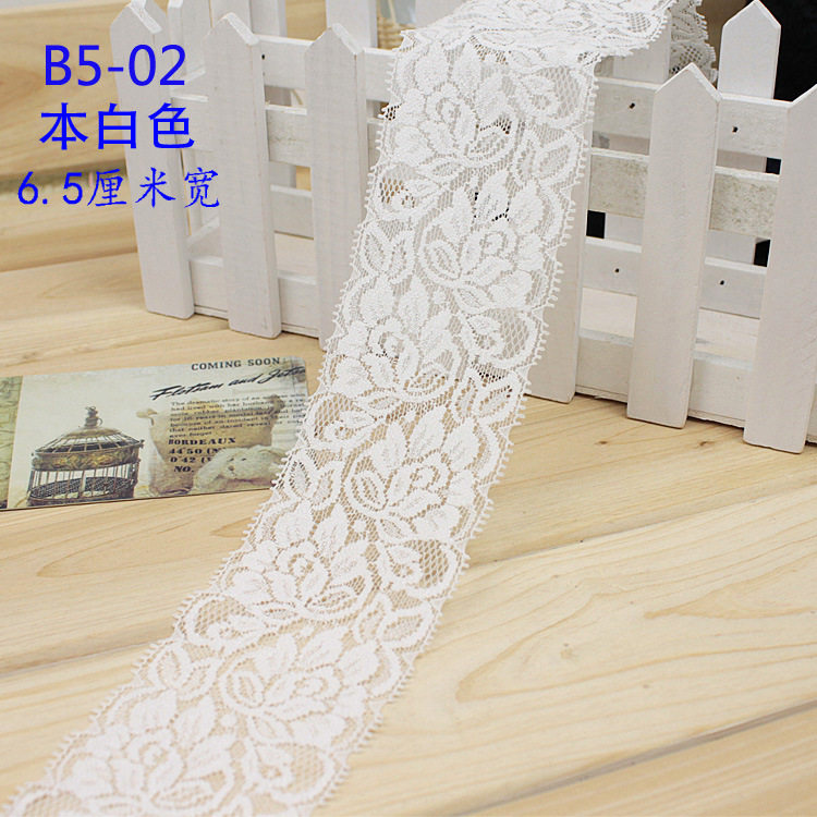 Description Picture 4 of item6.5cm Soft Elastic Lace Ribbon Tape DIY Handmade Apparel Sewing & Fabric Material Crafts Supplies White Black Blue Lace Trimming