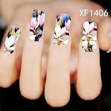 Water Transfer Nail Art Stickers Decal Elegant Lady Beauty Colorful Flowers Design DIY French Manicure Foils Stamping Tools