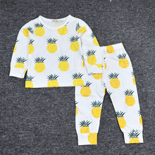 1-6T Children Pijama Infantil Children Clothing set Autumn Long Kids Baby Pajama Sets Fruit Cartoon Pattern Sleepwear Nightgown