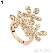 Women s Fashion Full Rhinestone Snowflake Zircon Alloy Wedding Party Jewelry Ring 1P6R