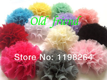 2”-2.3″ Pretty Ruffle chiffon puff /Shabby chiffon flower /hair accessories for children, 50pcs/lot Mix 13 color Free shipping