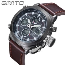 2016 GIMTO Luxury Brand Dive LED Men’s Wrist Watch Nylon Leather Strap Digital Men Sport Watches Waterproof Relogio masculino