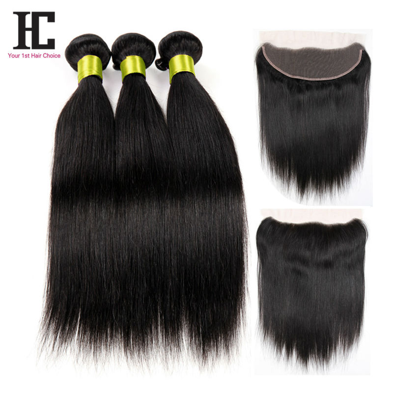 Brazilian Hair With Closure 7A Straight Hair With Closure Lace Frontal 3 Bundles Best Virgin Brazilian Wavy Hair With Closure