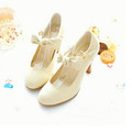2015 Spring and Autumn Woman High Heel Shoes New Sexy Lady Beige Bowtie Pumps Platform Women