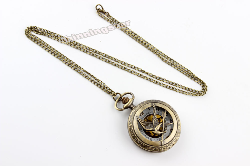 Fashion Jewelry the hunger game Retro Necklace Pocket watch 2014 new russia hunger games pocket watch