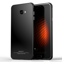 For Samsung A7 2016 Hybrid Toughened Glass Cover Aluminum Frame Case For Samsung A710F Case Tough Glass Phone Back Shell A6D1