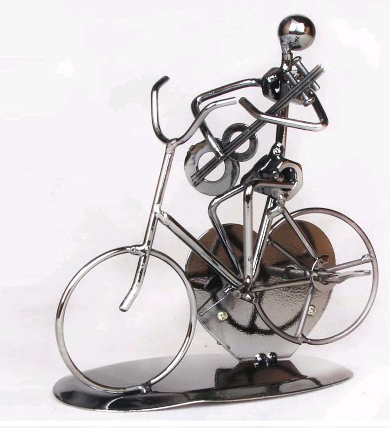 Metal Bicycle Model Man Playing The Electric Guita...