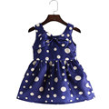 2016 New 2 8T summer girls clothing fashion dot kids dresses for girls sleeveless bow classic