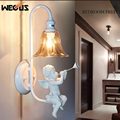 Creative Pastoral angel wall light foyer abajur living room bedside aisle stair cafe lamparas bar hotel