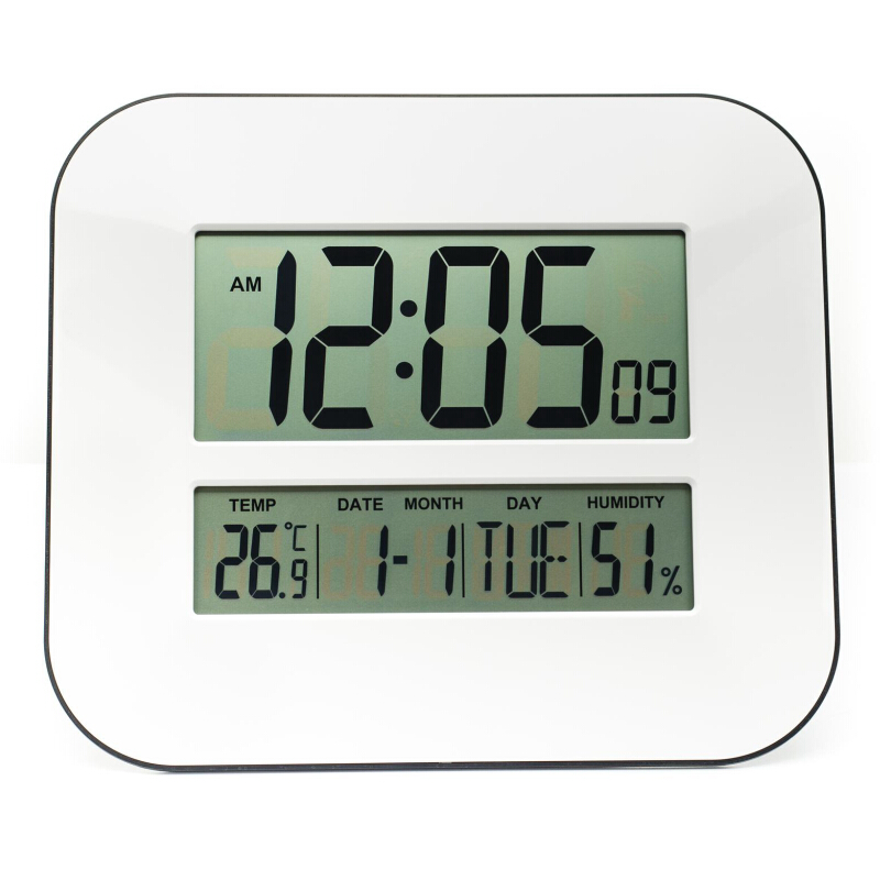 Big Digital Number LCD Calendar Wall Alarm Clock with Snooze,Thermometer&Hygrometer,Temperature&Humidity Read / Table&Desk Clock