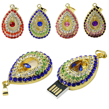 100% real capacity Jewelry crystal flash Memory usb flash drives angel tear necklace16gb 32GB Usb Pen drive free shipping