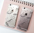 Moon Night Airship Astronaut Stars UFO Transparent Plastic Design Phone Case Back Cover For iphone SE