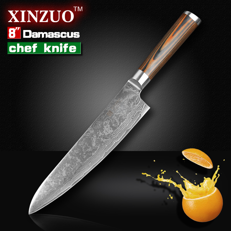 8 inches chef font b knife b font High quality 73 layers Japanese VG10 Damascus steel