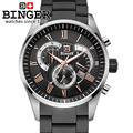 Switzerland watches men luxury brand Wristwatches BINGER Quartz watch full stainless steel Chronograph Diver glowwatch BG