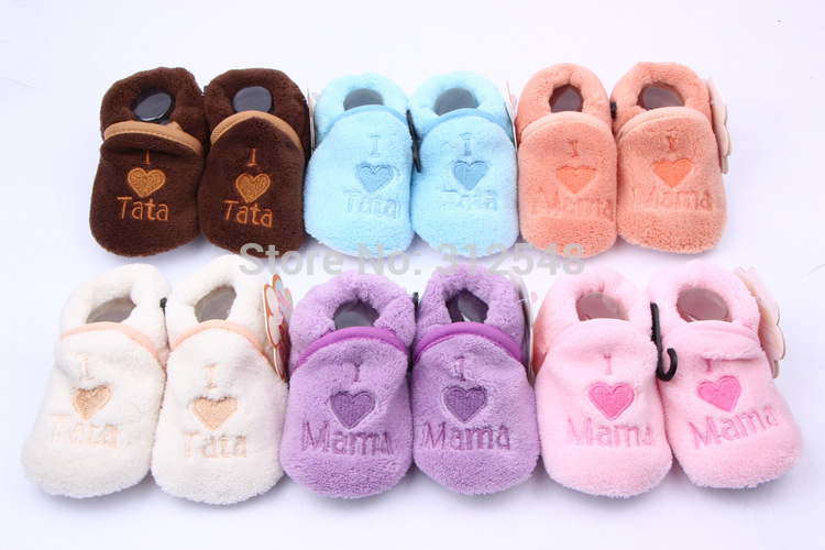 Kids Toddler Boys Girls Cotton Coral Fleece Skid-Proof Soft Sole Baby Shoes 0-1Y