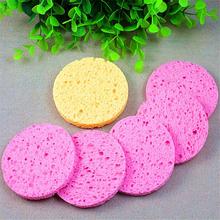 1pcs Circle Shaped Natural Wood Fiber Face Wash Cleansing Sponge Beauty Makeup Tools Accessories