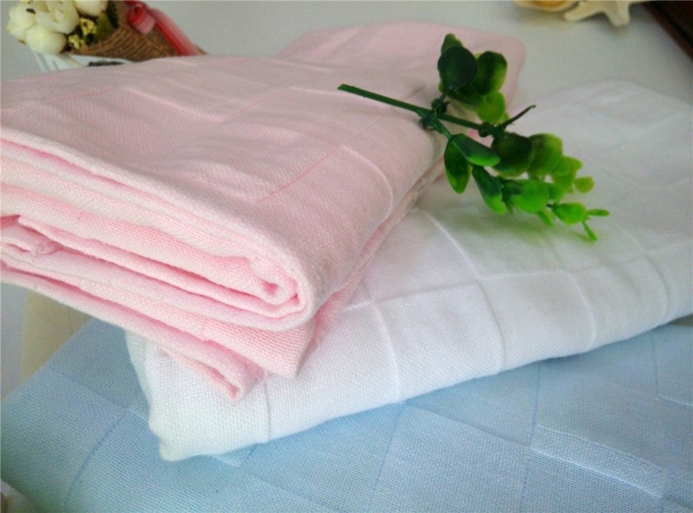 100% cotton gauze organic baby newborn blanket muslin swaddle blanket wrap solid color 