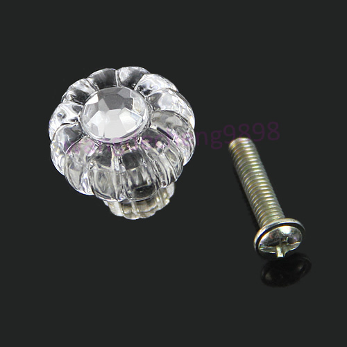 Free Shipping 10pcs/lot Clear Acrylic Door Pull Knob Drawer Cabinet Cupboard Handle 20mm Hardware