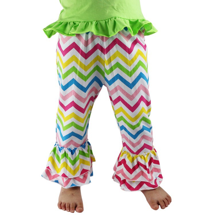 Hot sale Girls Chevron Ruffle Pants Baby Leggings baby trousers wholelsales