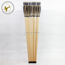 12x Chinese Handmade hunting Sport Practice Outdoor Wooden Shaft Archery Arrows Eagle Feathers Field Point Tips Bow and arrow