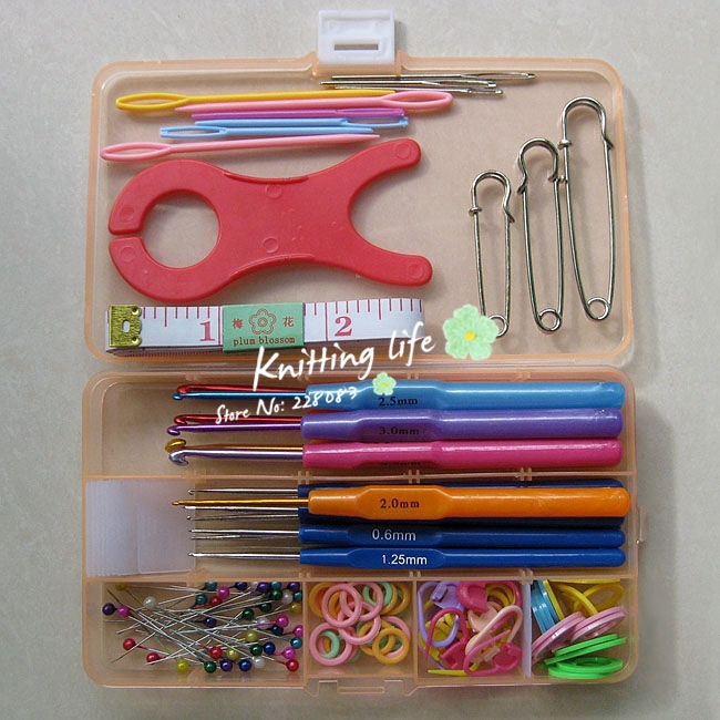 Free Shipping Crochet Hook and knitting tools kit crocher hook needle ...