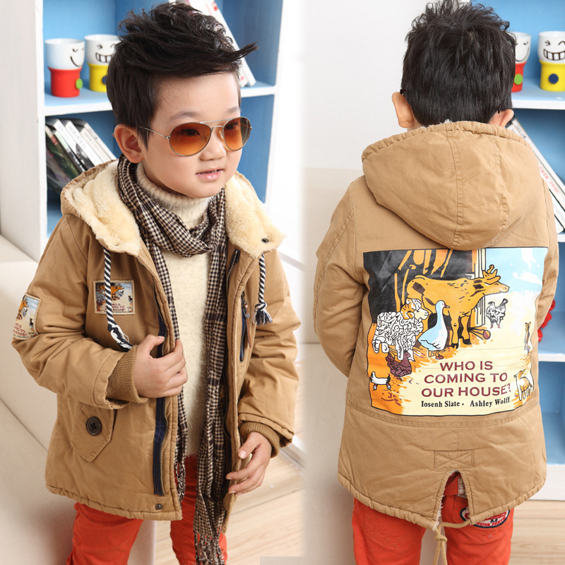 Free shipping New arrival winter boy leisure lambs wool hooded cotton coat boy outerwear children clothes