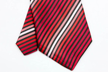 ST001 Red Black Stripes Fashion Smooth Woven Silk Polyester Mans Tie Classic Business Wedding Party Tie