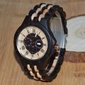 BEWELL Mens Watch Top Brand Luxury Three Small Dials Available Black Wood Watches Role Luxury Watch