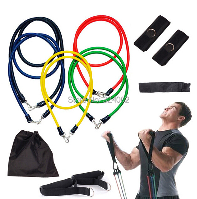 11pcs set Resistance Bands Exercise Tubes Fitness Practical Elastic Training Rope Yoga Pull Rope Pilates Workout