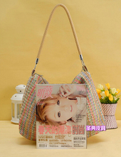 Women Channel Handbag Knitting Straw Summer Style Vintage Beach Bag Large Woven Shoulder Bags Bohemian 2015