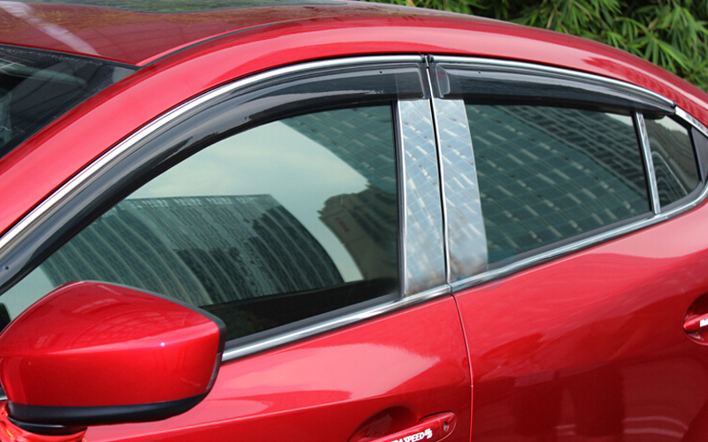 plastic Window Visor Vent Shades Sun Rain Guard 4pcs For Mazda 3 Axela