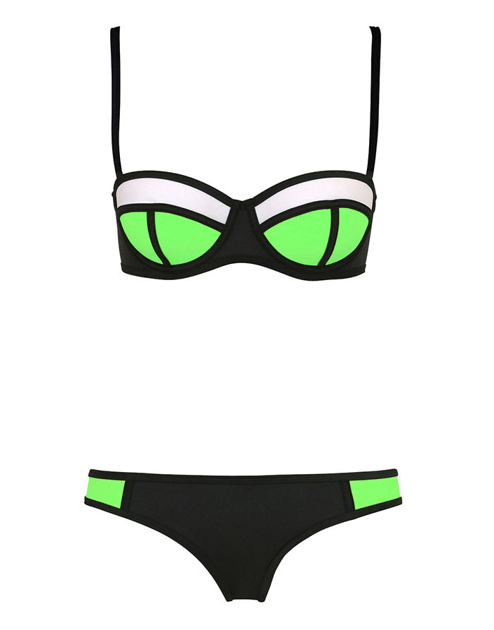 2015 vintage biquini women triangl Swim suit Bandeau swimsuits Solid Bikinis vintage Set Print Swimwear swimming suit (2)
