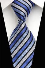 NT0586 Blue Gray Strpe New Classic Silk Polyester Man s Jacquard Woven Necktie Business Casual Knitting