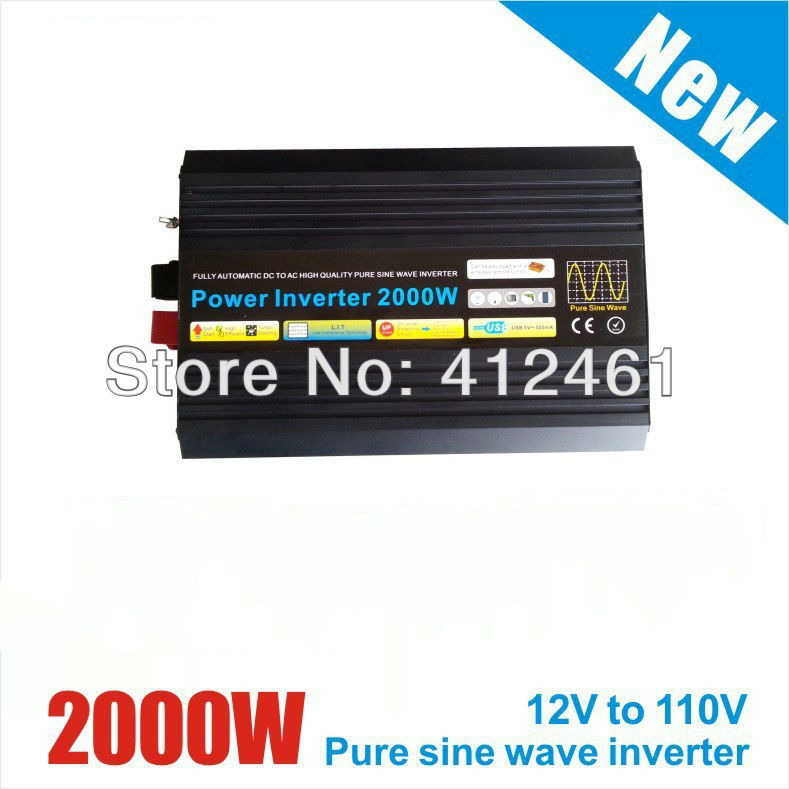 DC12V 24V to AC 100V~120V/220V~240V Off Grid Pure Sine Wave Solar Power Inverter 2000w