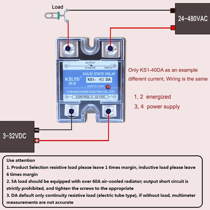 Description Picture 5 of itemSingle-phase solid state relay DC to AC 120A solid relay contactor VAC12V