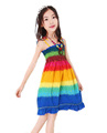 2016 Summer Bohemian Girl Kids Dress Shoulder Strap Beach Dresses for Girls Children Elegant Necklace