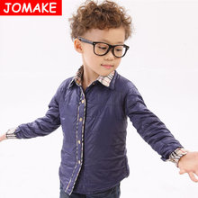 2014 New Baby Clothing Kids’Outerwear Winter Jacket For boys Shirt Collar Jacket Plaid Patchwork Wadded Kids Casual Down Coat