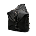 Fmaous Brand Edgy 2016 New Backpack Fashion Rivets Inlaid Zipper Bag Solid Color Women Designer High