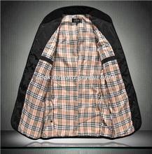 2014 Autumn and winter plaid slim stand collar men s clothing wadded cotton padded jackets men