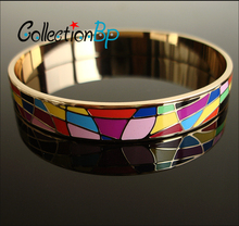 Great Value! Brand Product Newest Hot Selling Width Rose Gold Plated Byzantinism Colorful Copper Enamel Jewelry Bangle/Bracelets