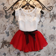 2015 Baby Girls Clothing Sets Summer Lace Vest Tutu Skirt Outfit Children Clothing Girl Dress Kids