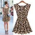 2016 Women s Casual Dresses Sweater Elegant Classical Vintage Sleeveless Pinup Leopard Dress Loose Casual summer