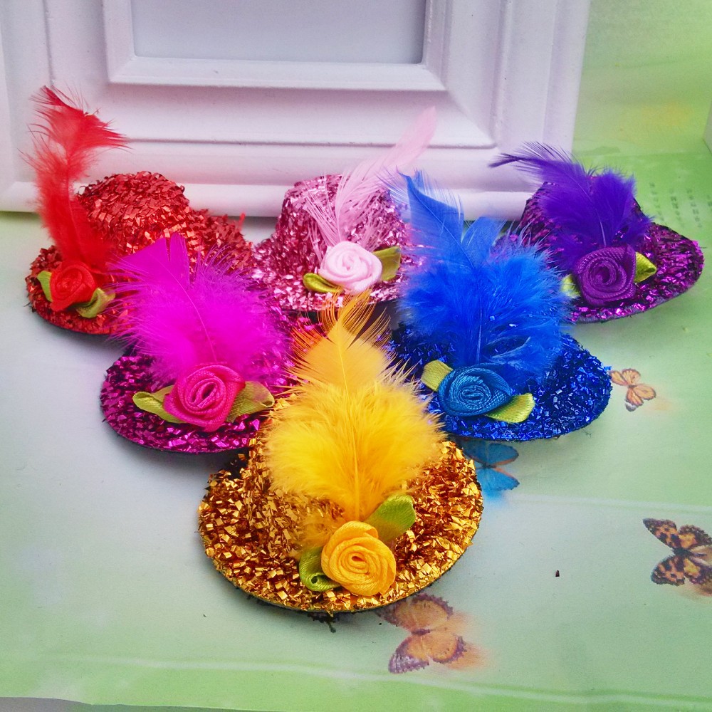 feather and flower hair clips