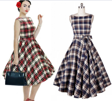 free shipping ladies cheap tartan 1950s vintage rockabilly pin up dress S-2XL
