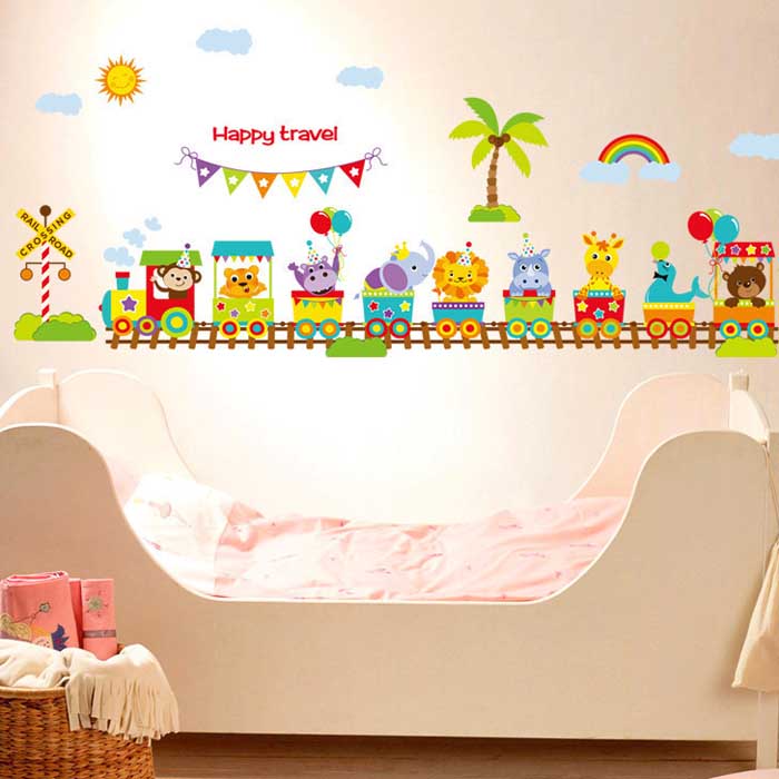 Happy Travel Animal Circus Train Children DIY Removable Wall Stickers Parlor Kids Bedroom Home House Decoration Happy Travel Animal Circus Train Children DIY Removable Wall Stickers Parlor Kids Bedroom Home House Decoration