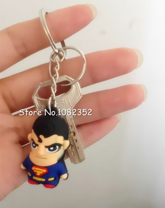 1pc free shipping 2015 new arrival popular super hero keychain silicone superman batman captain america pendant car key ring