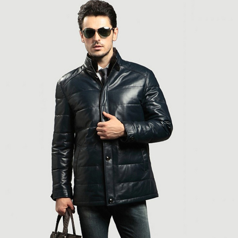 2015 Season Sale Male Genuine Leather Down Coat Male Mink Stand Collar Sheepskin Coat Medium-long Slim Outerwear