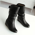 New Style Ribbons Slip On Women Snow Boots Fashion Lace Solid Soft Pu Leather High Boots