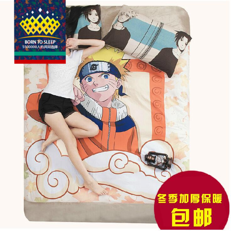 2016 #0007 home decoration textile cotton 3-4pcs Naruto cartoon printed bedding set bed sheet cover
